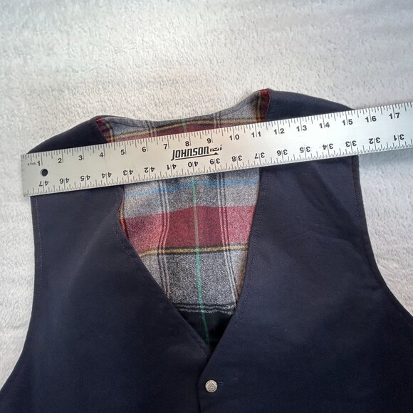 Vintage Thread Baron Clothing Mens Vest With Plaid Lining Brass Buttons Black - Picture 6 of 8